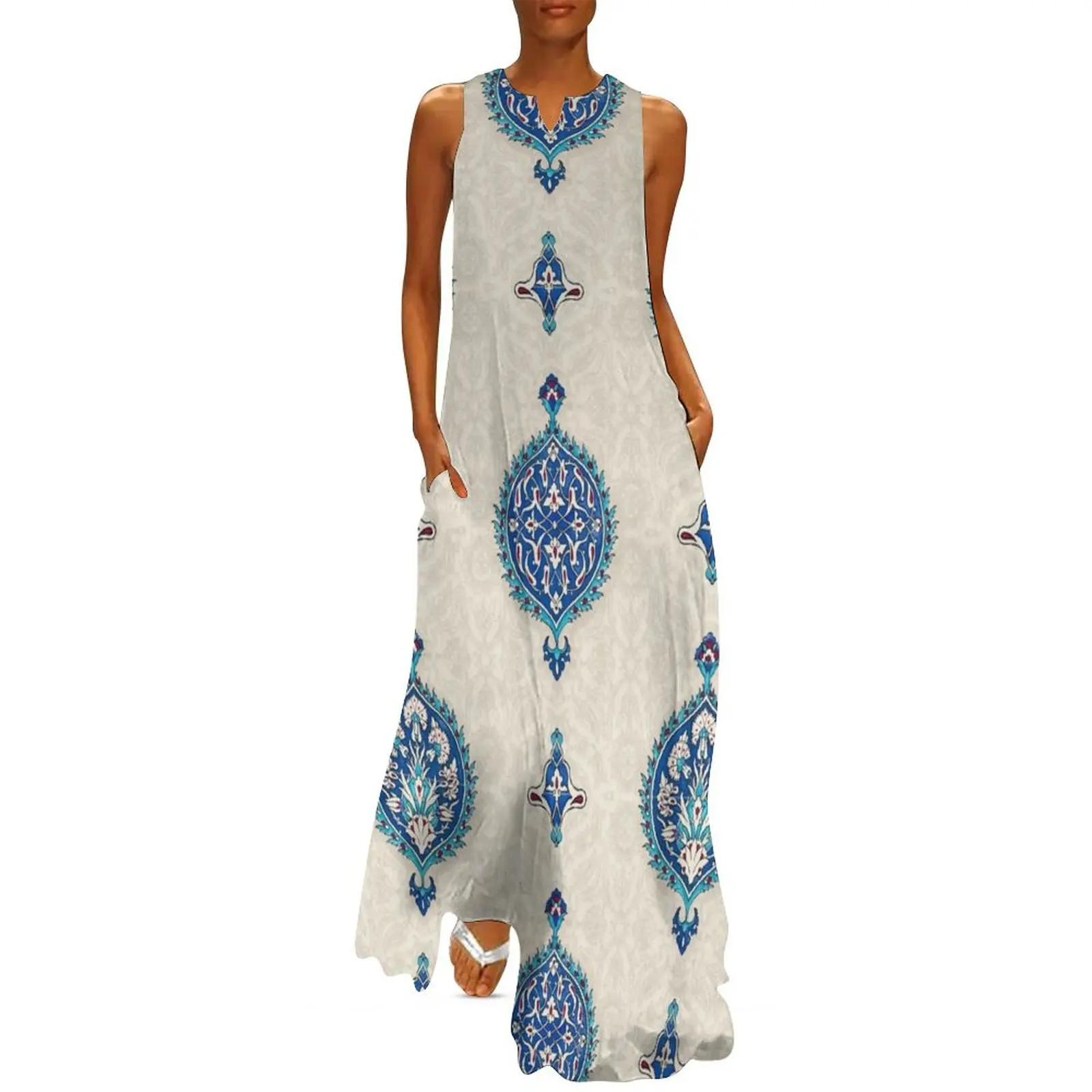 Turkish Tile Repeat Pattern Long Dress Cocktail of dresses party dress women elegant luxury