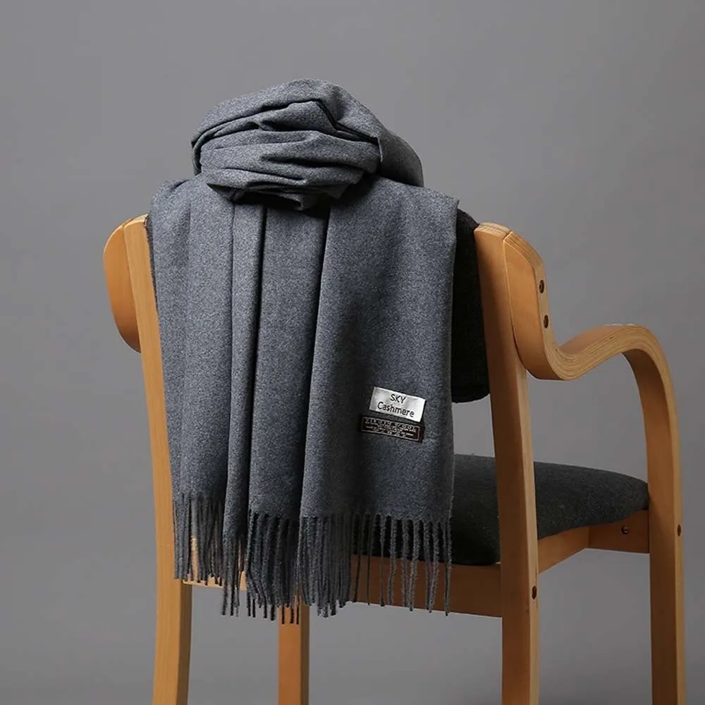 كبير البوليستر الكلاسيكية وشاح من الصوف يندبروف دفئا بلون شال الكورية نمط لينة طويلة وشاح الرقبة مع شرابة الخريف #4