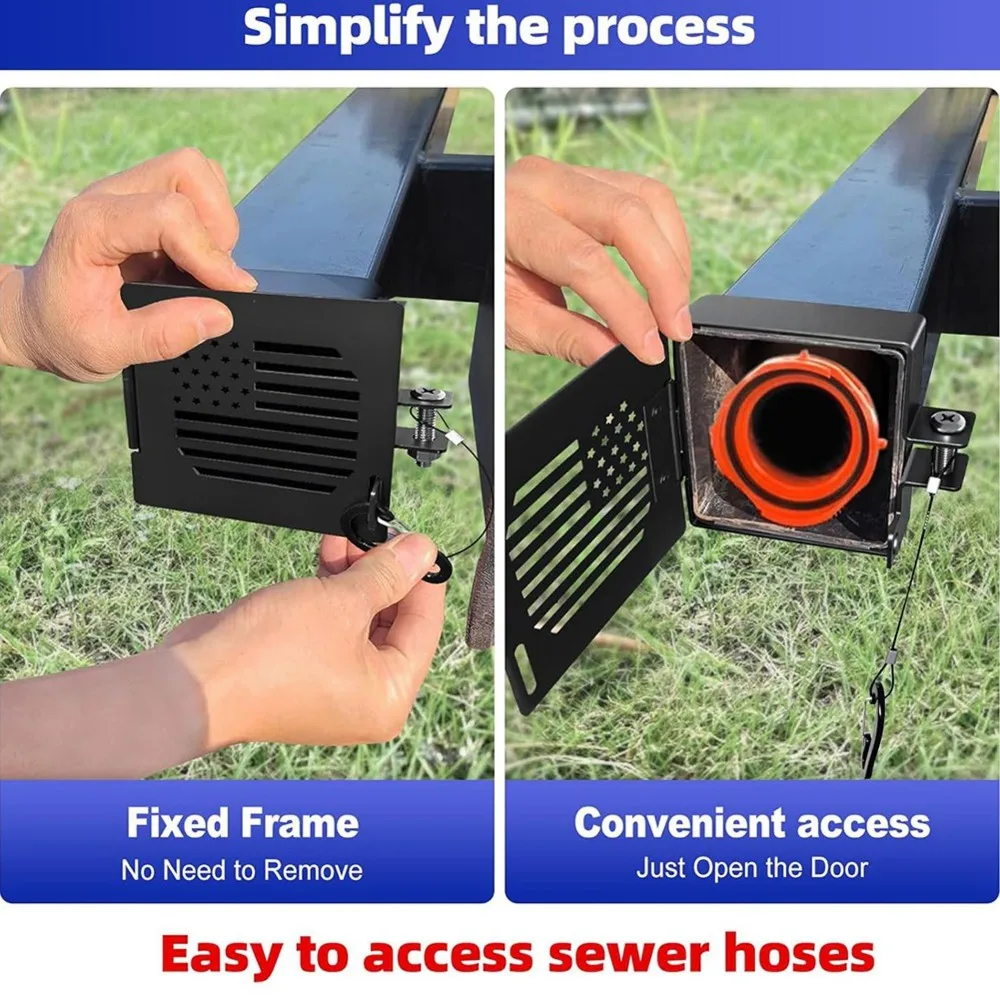 Aluminum RV Bumper End Cap 2 Pack, Fits 4-Inch Square Bumpers, Sewer Hose Storage Covers with Vent Holes, Travel Trailer