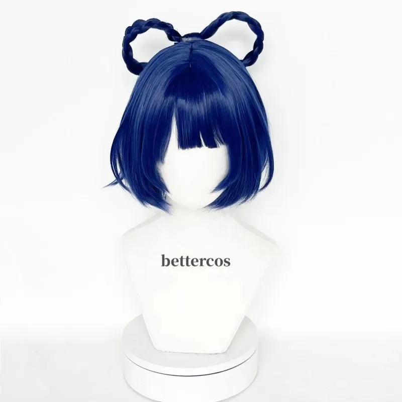 Xiangling شعر مستعار تأثيري 30cm قصيرة الأزرق الداكن تأثيري الباروكات مقاومة للحرارة بيروكات صناعية