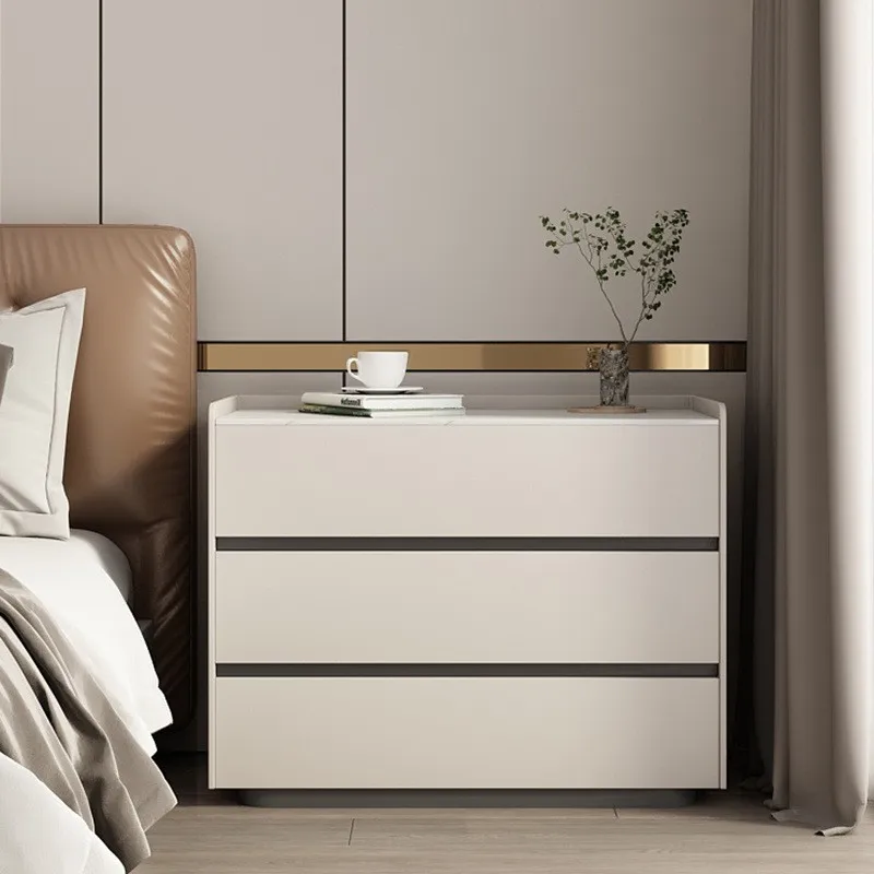 All solid wood large three-layer bedroom household integrated bedside drawer storage cabinet