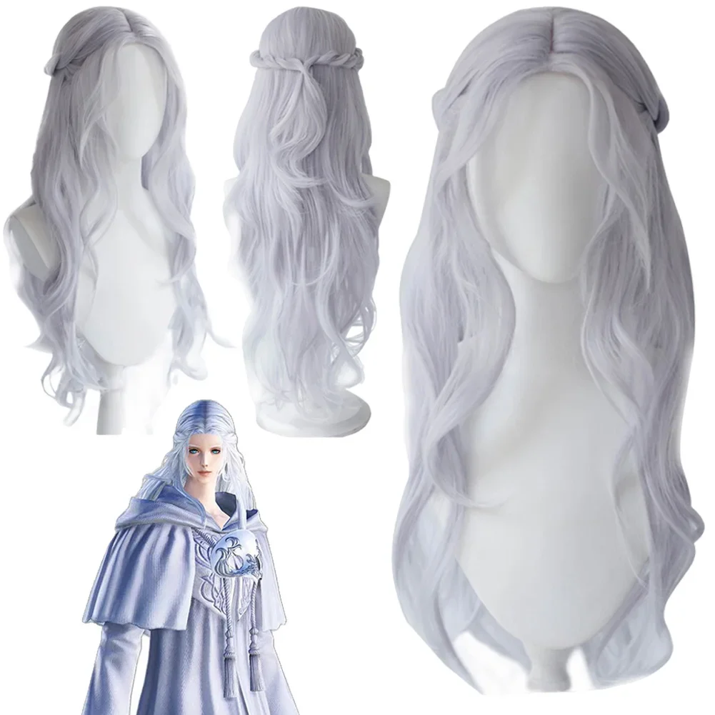 Ff14 venat perücken spiel finale fantasy xiv fantasy cosplay kostüm zubehör frauen roleplay fantasia splitter weiß langes welliges haar