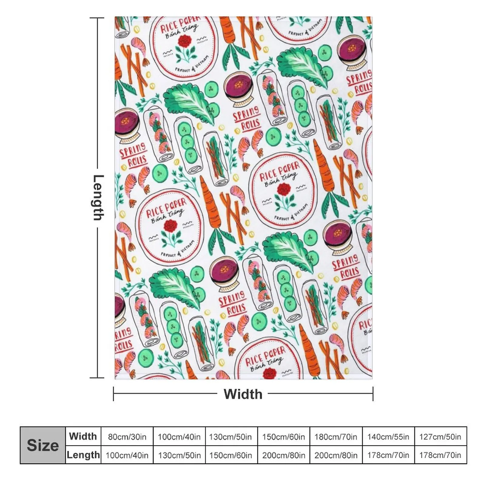 Vietnamese Spring Rolls Throw Blanket Nap Beach Blankets