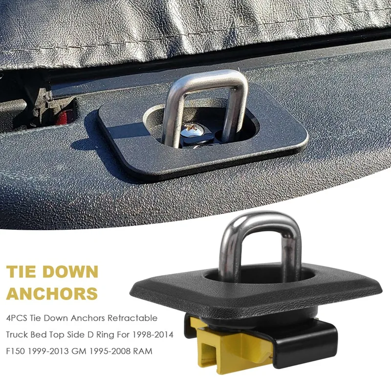 Tie Down Anchors Retractable Truck Bed Top Side D Ring For 1998-2014 F150 1999-2013 GM 1995-2008 RAM