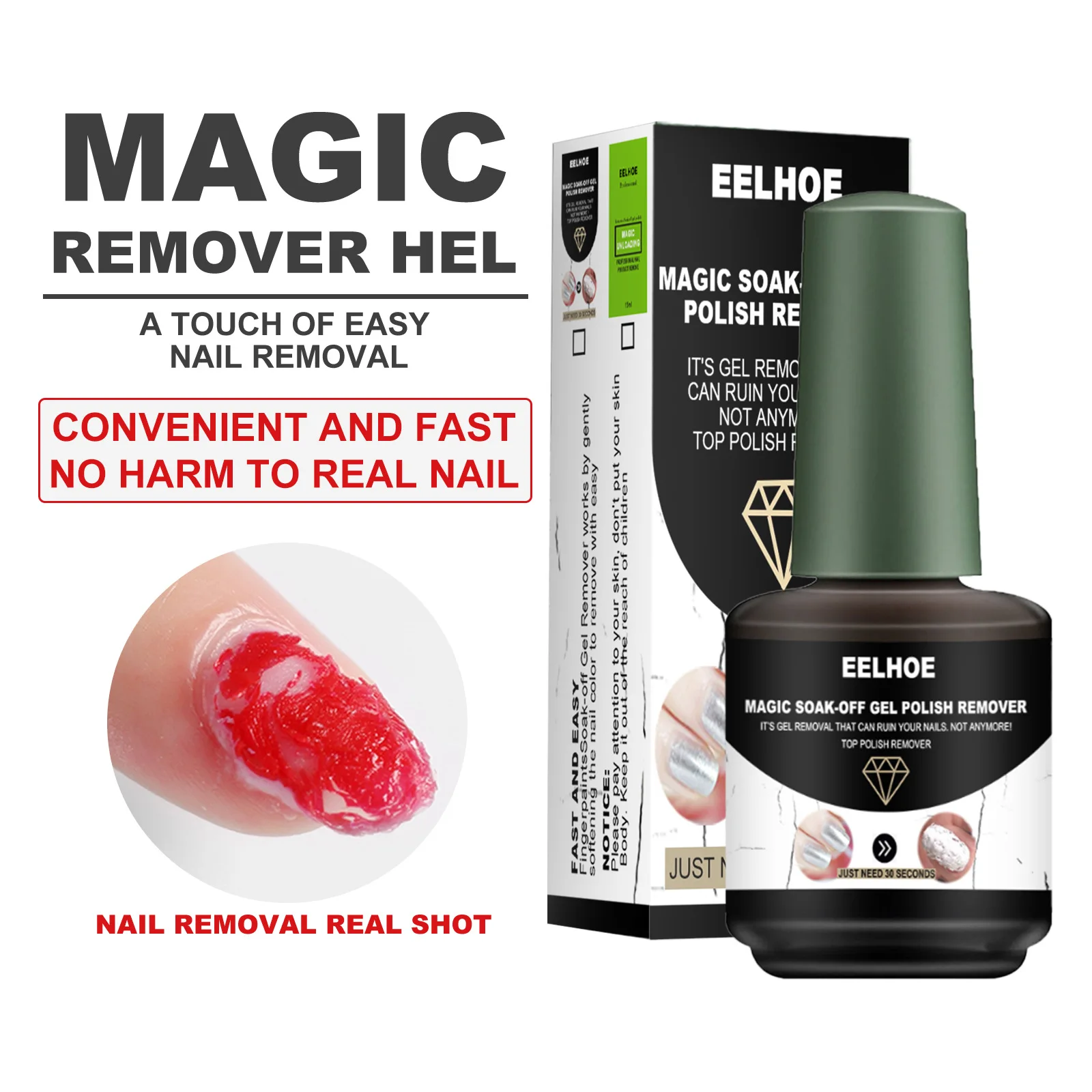 Gel Nail Polish Remover Non-Irritating Soak Off Nail Cleaner