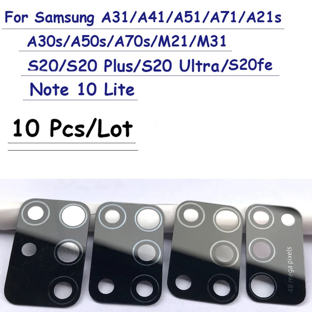 10Pcs Back Camera Lens Glass With Ahesive For Samsung A51 A21S A30S A50S A70S A31 A41 A71 M21 M31 S20 Plus Ultra fe Note 10Lite