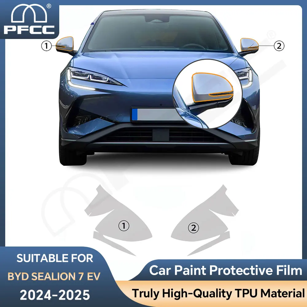 

Для BYD Sealion 7 EV 2024, защитная пленка для краски, ТПУ, кузов автомобиля, предварительно вырезанная прозрачная фара заднего вида, защита от царапин, невидимая автомобильная PPF