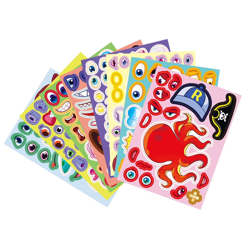 8/16 feuilles mignon drôle animaux marins Puzzle autocollants créatif poisson de mer faire un Fase Puzzle autocollant drôle fille assembler jouet cadeaux