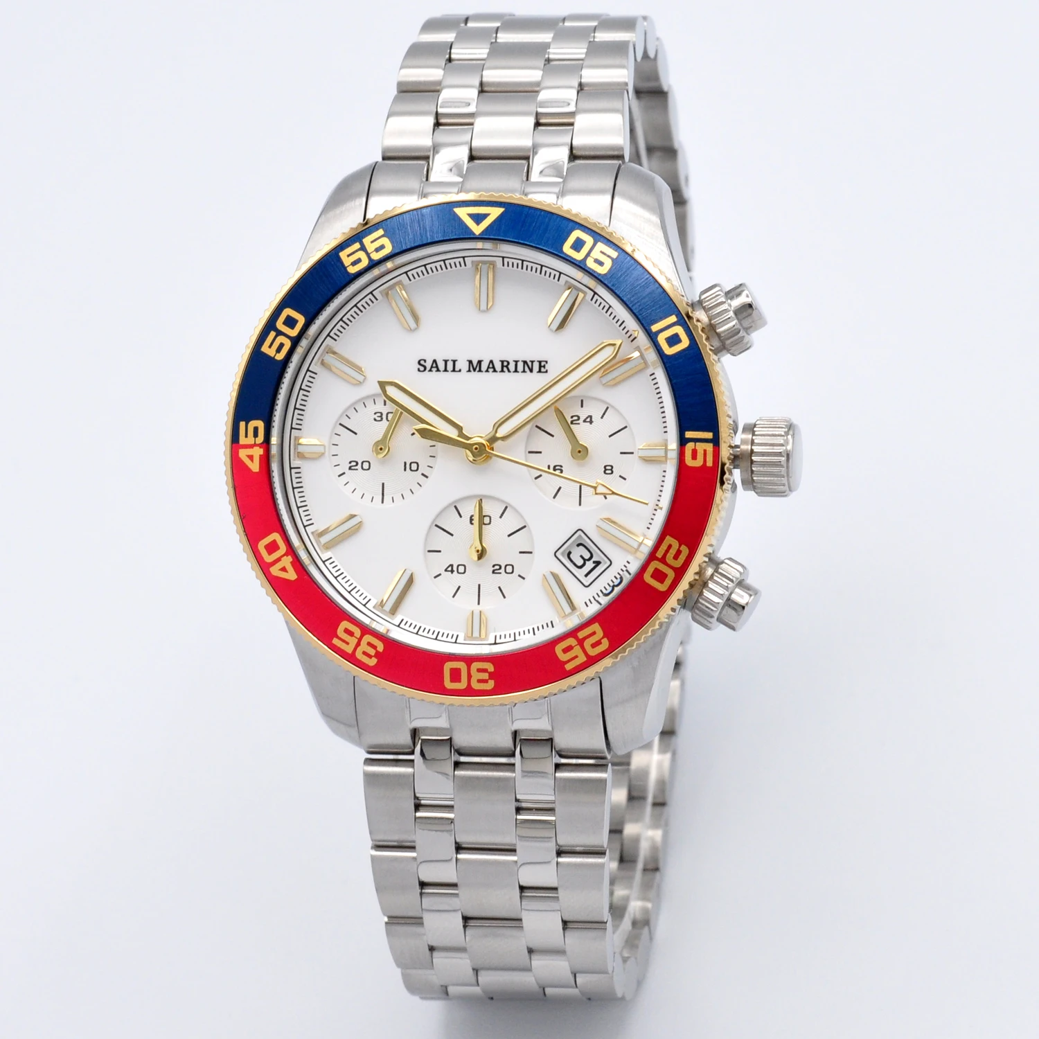 

Мужские наручные часы-хронограф 2026 года, высококачественные, кварцевые, аналоговые, с белым циферблатом, серебристым стальным ремешком, повседневные, модные, 41 мм