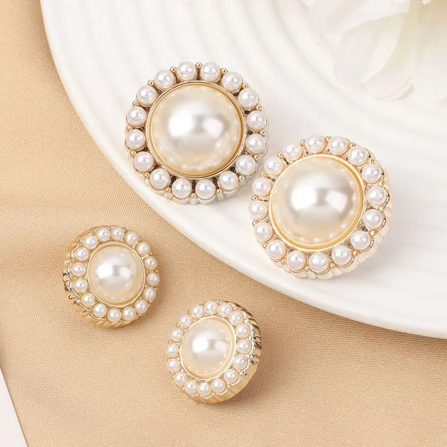 10Pcs Alloy Shiny Rhinestone Pearl Clothing Buttons DIY Clothing Sewing Button  Handmade Needlework Decorative Sewing Accessorie