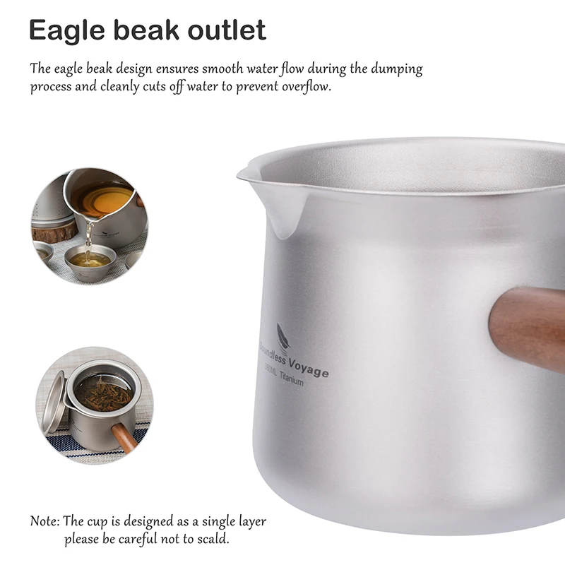 Boundless Voyage 380ml Titanium Tea Maker with Filter Bacteriostatic Healthy Drinkware for Outdoor Camping Tableware