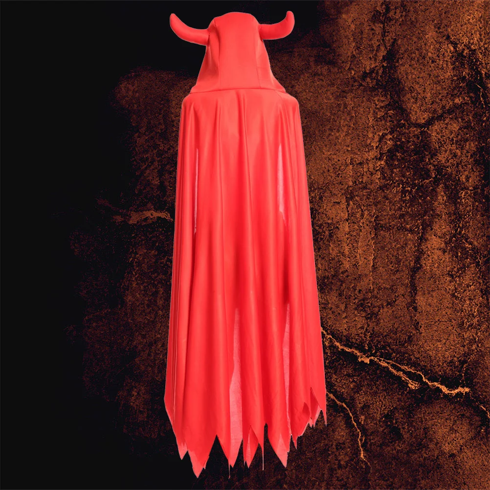 Lange ossenhoorn Rode Party Capes Capuchon Mantels Voor Halloween Cosplay Kostuumfeest (Rood)