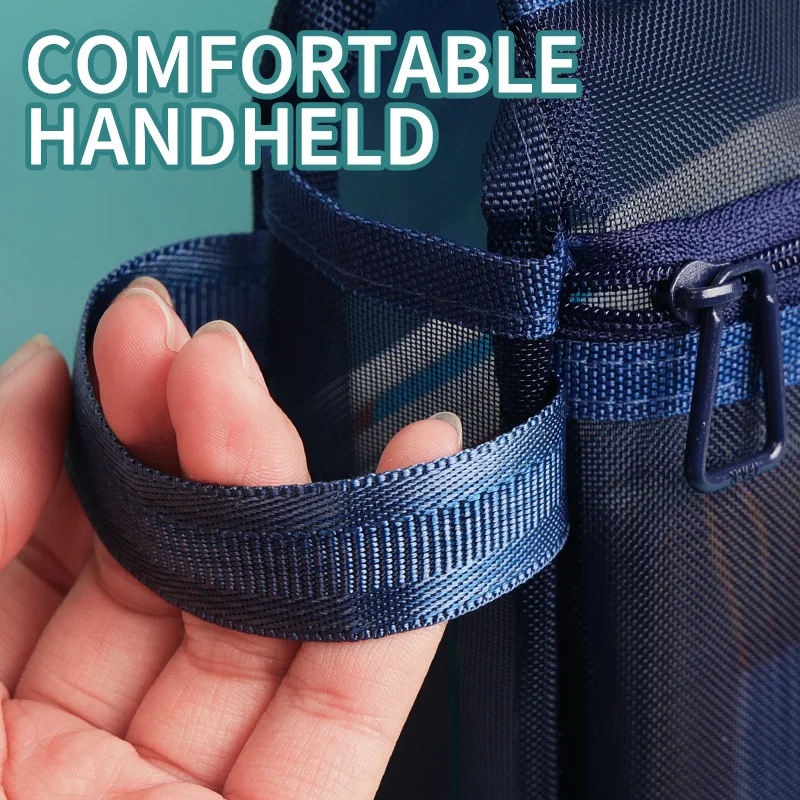 HUAJIE 투명 과목 파일 가방, 학생용 이중 레이어 두꺼운 메쉬 지퍼가 달린 토트백, A4 시험 및 숙제 보관함, 학교용