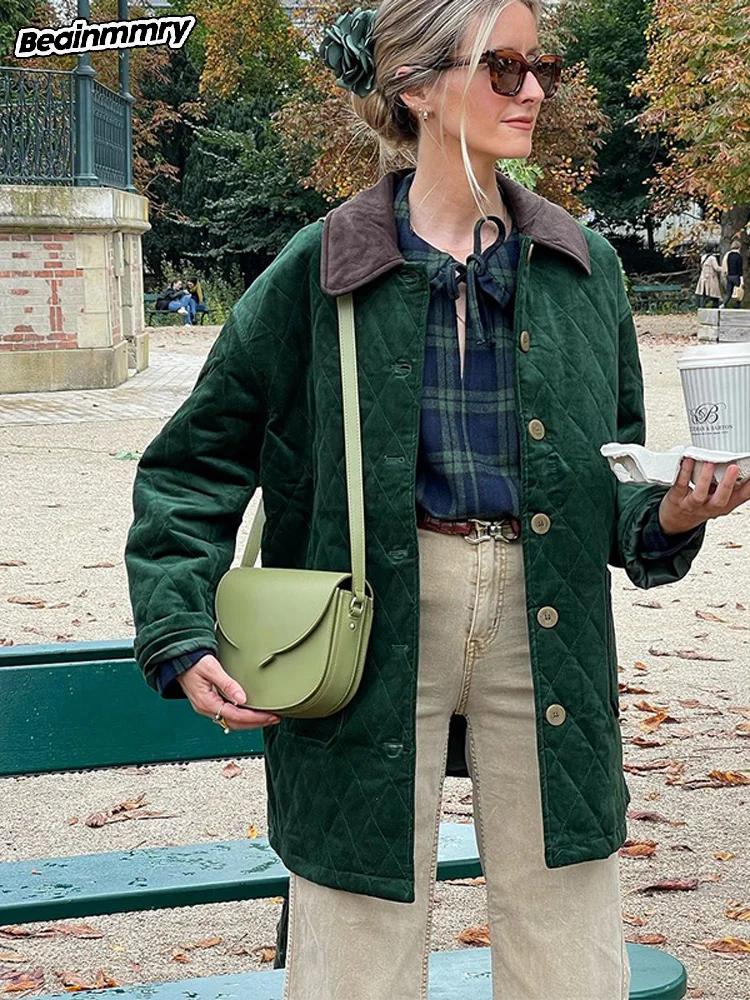 Chaquetas elegantes de retazos con dos bolsillos y solapa para mujer, abrigo Vintage de manga larga con una sola botonadura, abrigos de oficina para mujer 2024