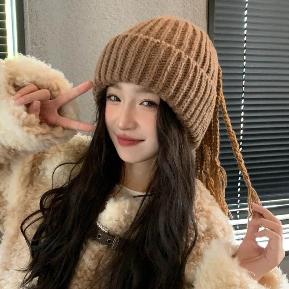 

Модные универсальные зимние вязаные шапки, однотонная шапка с дредами в стиле хип-хоп, теплая шапка-бини на флисовой подкладке, унисекс