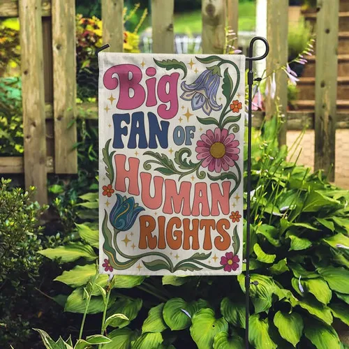 Human Rights Garden Flag, Retro Floral Yard Banner, Outdoor Decor XXQ