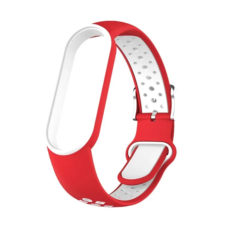Fascia in silicone per Xiaomi Mi Band 5 6 7 Bracciale in silicone bicolore Cinturino sportivo traspirante per Miband 5 6 7 Cinturino di ricambio