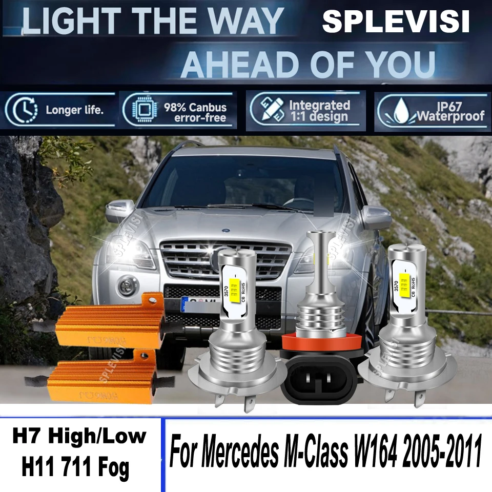 

H7 499 H11 LED White Headlight Foglight Auto Car Lamp Lights 12v For Mercedes M-Class W164 2005 2006 2007 2008 2009 2010 2011