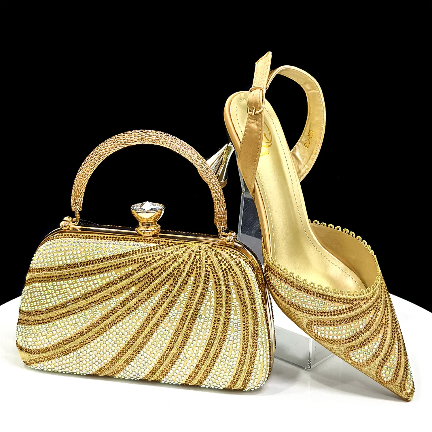 

Doershow beautiful High Quality African Style Ladies Shoes And Bags Set Latest GOLD Italian Shoes And Bag Set For Party HQ1-1