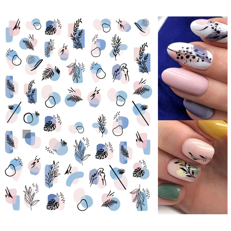 3D Nail Art Aufkleber lila Blumen Blätter Früchte Buchstaben selbst klebende Schieber Aufkleber für Nägel Dekorationen Maniküre Zubehör