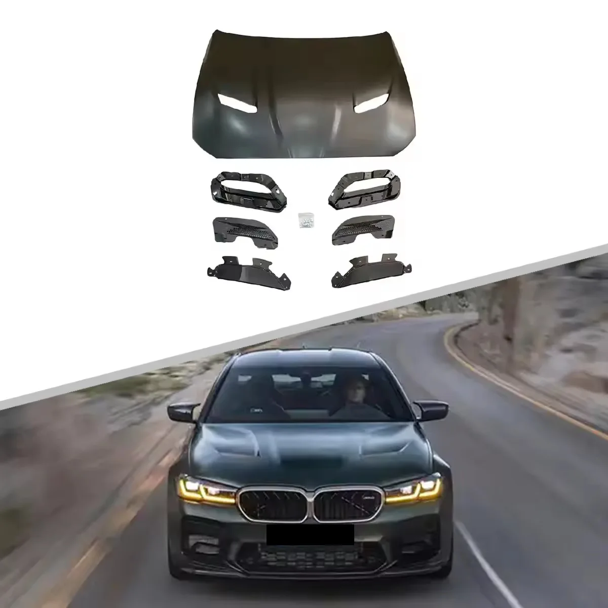 

5 Series Aumininum Material Engine Hoods Bonnet Hood Car Engine Cover 5S 5Sries G30 G38 F90 Upgrade to M5 CS Style Bonnet