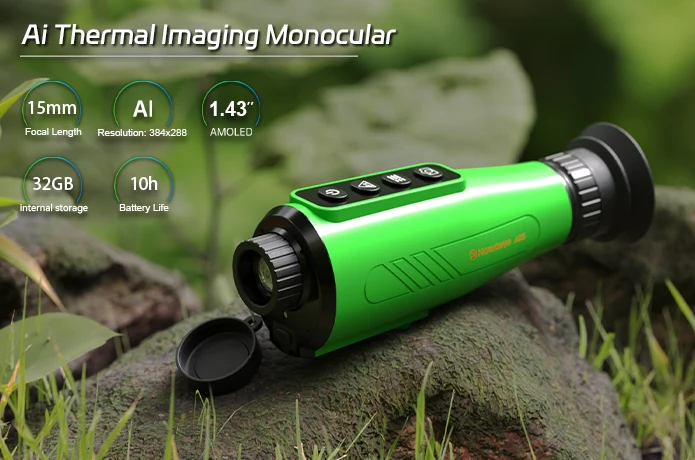 GTmedia-monocular de imagen térmica Ai15, con una resolución de sensor HD integrada, 32GB de espacio de almacenamiento, batería de gran capacidad de 4000ma