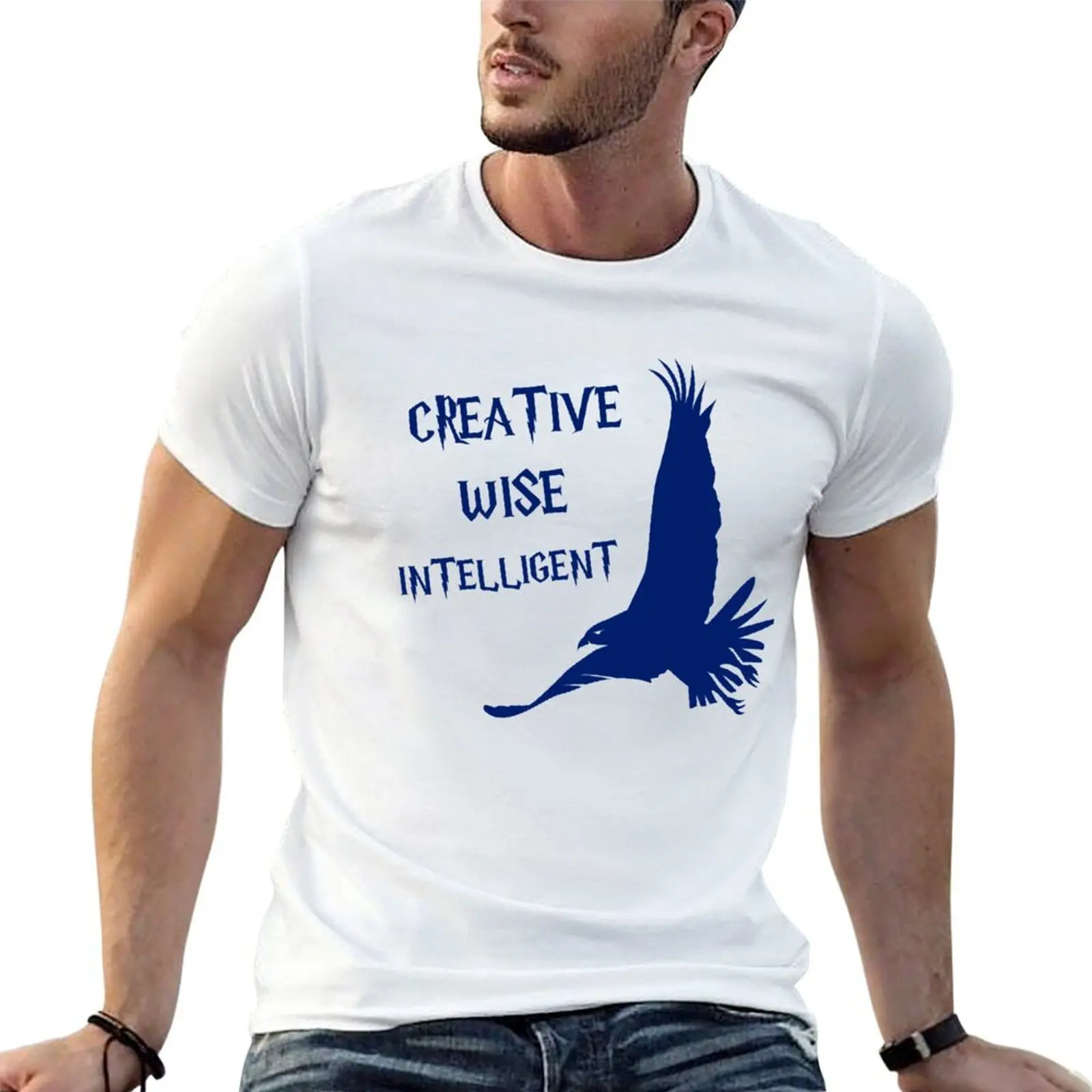 

Wise blue eagle T-Shirt t shirt man casual t shirt custom print T-Shirt
