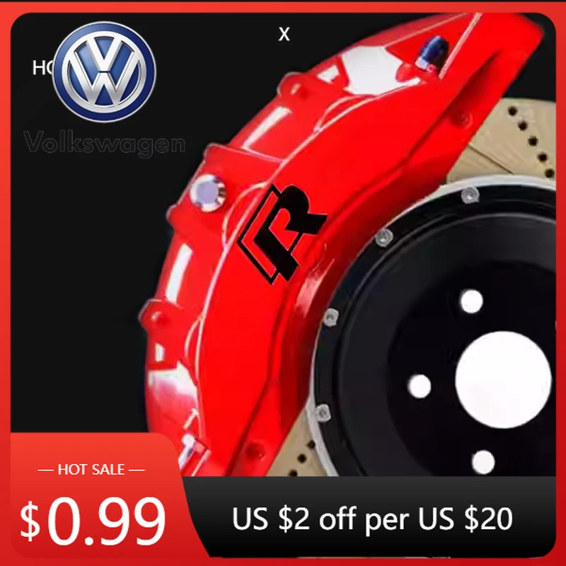 

Новые наклейки на тормозные суппорты с логотипом R для Volkswagen (4 шт.), для тюнинга и гоночных дисков, для Volkswagen VW GOLF GTI R Line MK5 MK8 P