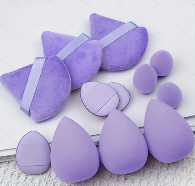 Ensemble d'éponges de maquillage de couleur unie, poudre libre, peluche, rebond doux, adapté au bon maquillage, ne manger pas la poudre, pouce, Mini ensemble d'œufs de maquillage, 9/12 pièces
