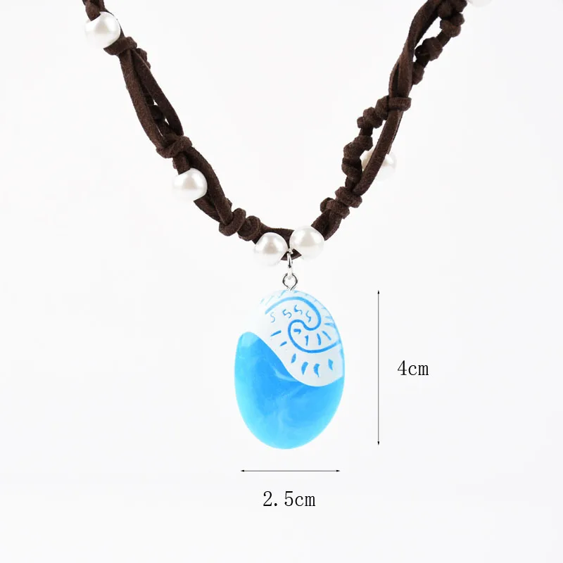 New 2022 Blue Stone Luminous Pendant Necklaces Polynesia Ocean Princess Moana Rope Chain Necklace Women Female Fashion Jewelry