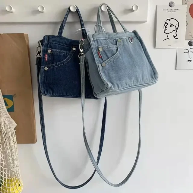 1 jednokolorowa sprana stara dżinsowa torebka dla kobiet modne pojedyncze torby na ramię crossbody 2025 NOWA torba na ramię dla kobiet bolsas