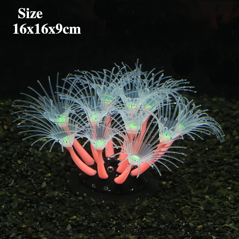 Simulation Silicone Sun Flower Coral Fluorescence Effect Fish Tank Landscape Aquarium Underwater World Decorations Ornaments