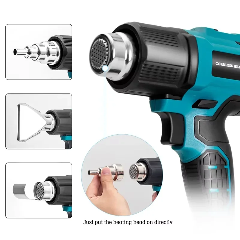 

Cordless Heat Gun with 3 Nozzle Attachments Industrial Handheld Heat Gun Adjustable Temperature Compatible with 18V Battery