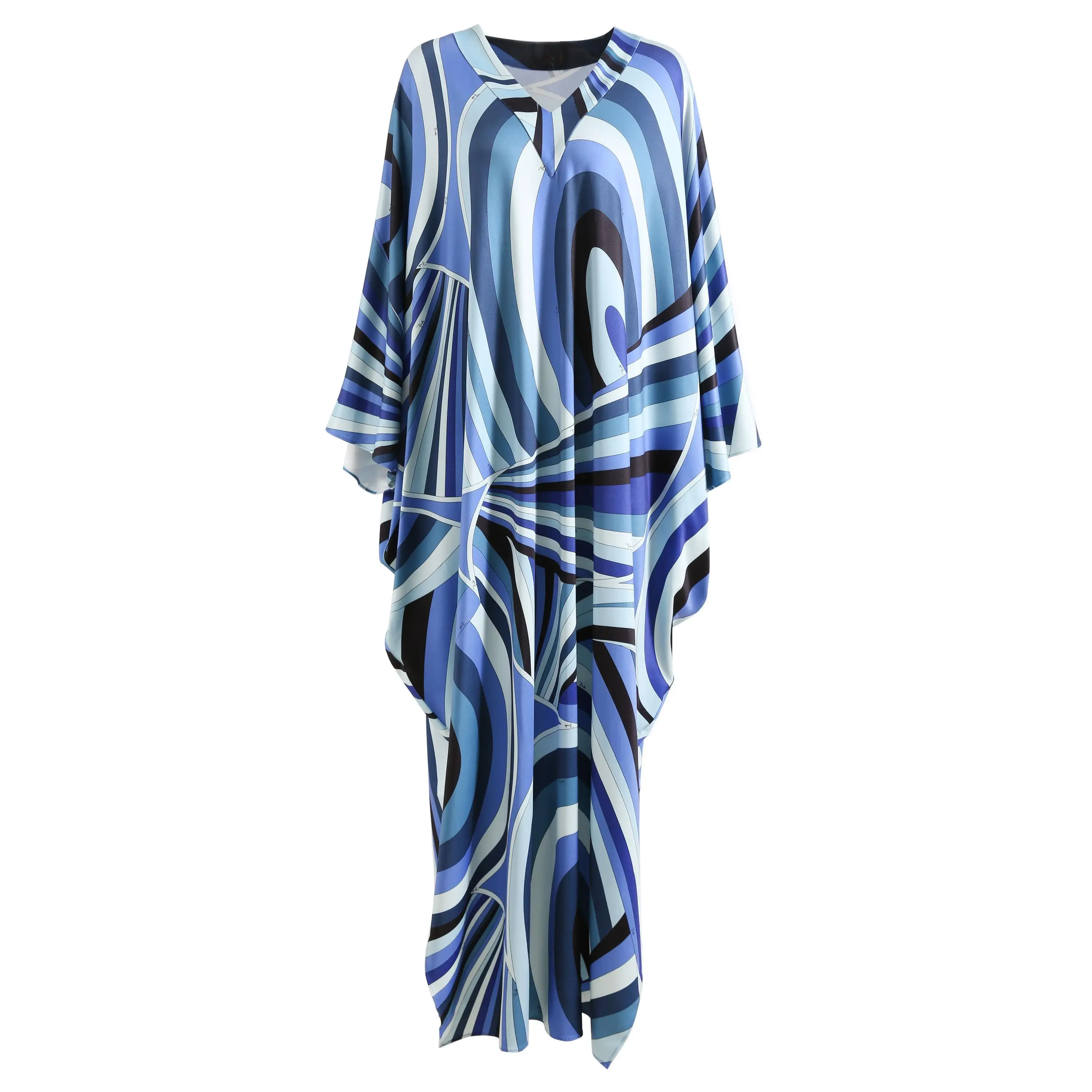 Women's Clothing 2024 Spring Summer Long Sleeve V-Neck Loose Maxi Dresses Female Full Sleeve Printed Bohe Beach Party