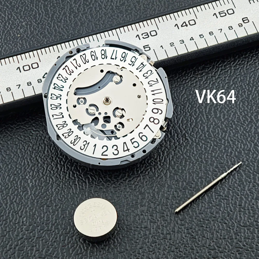 VK63A VK63 VK64A VK64 حركة كوارتز أبيض/أسود عجلة التاريخ ذاتية الملء دقة عالية مع باتي 3/6 ساعة تقويم واحد
