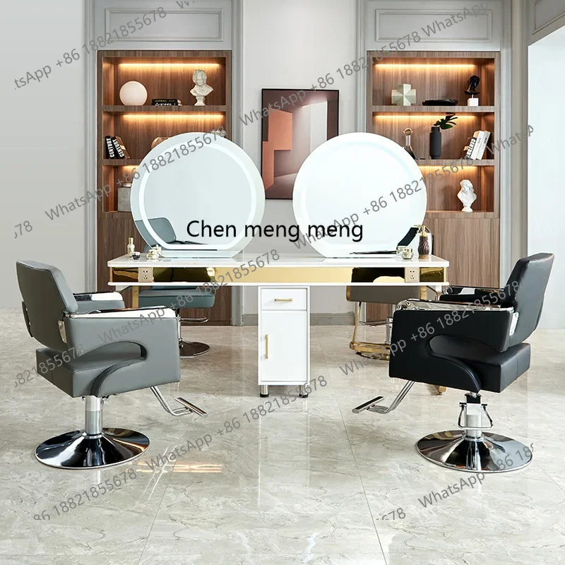 

Hair mirror barber shop special cabinet desktop single-sided double-sided marble cutting and dyeing perm