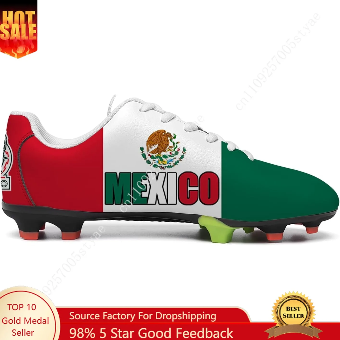 Mexico Flag Mexican Soccer Shoes Men Womens Football Shoe PU Sneakers Outdoor Lace Up Sports Shoes 2026