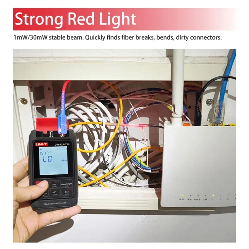 UNI-T 4-in-1 UT693AFiber Optic Tester | 30mW Red Light Source VFL & Network Cable Detector Multi Functional Optical Power Meter