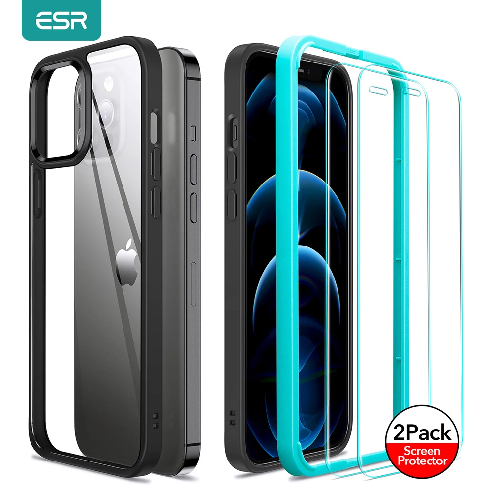 

Классический Гибридный чехол ESR для iPhone 12, 12 Pro, maxTransparent, задняя крышка для iPhone 12 mini с закаленной пленкой