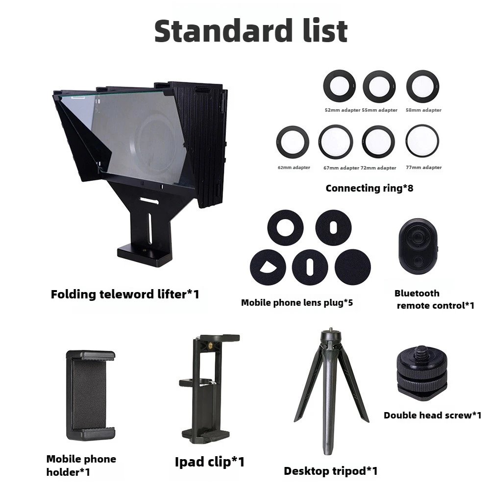 Foldable Universal Teleprompter Prompter DSLR Camera Smartphone Tablets Teleprompter Live Streaming Video Recording