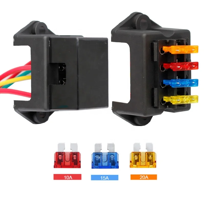 

4Way DC 12V Volt Fuse Box Block Holder ATC ATO 2-input 12-ouput Wire