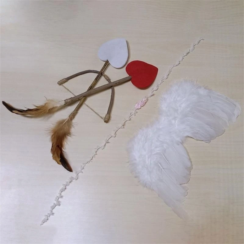J15U Newborn Baby Angel Wings Arrows Bow Set Baby Angel Cupid Costume Props