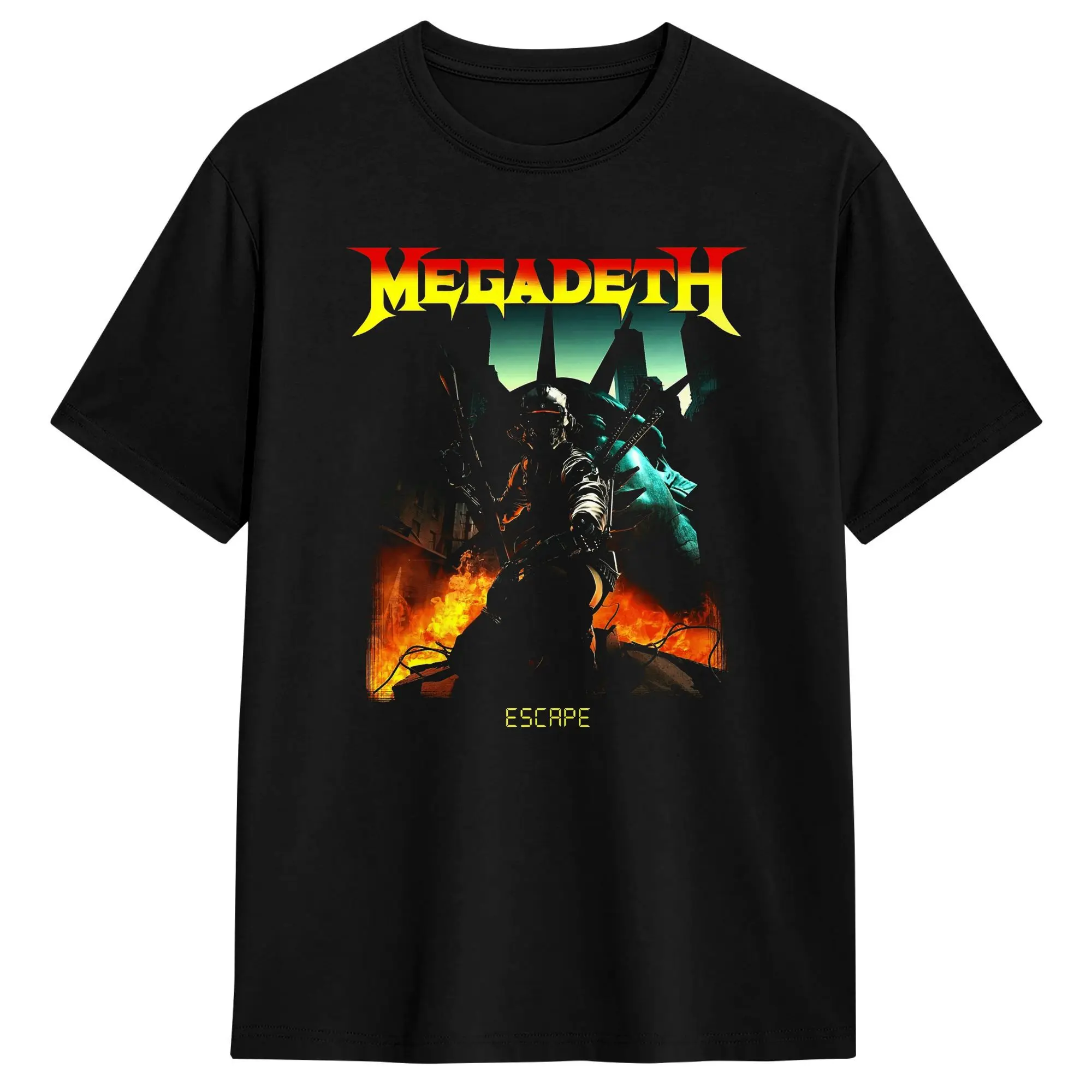 Megadeths T-Shirts Men MegaRock City Heavy Metal Creative Cotton Tees Round Neck Short Sleeve T Shirt Summer Tops