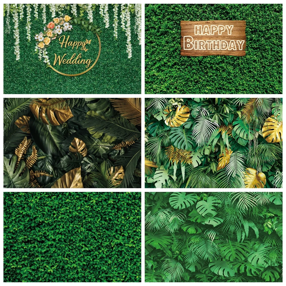 

Jungle Safari Baby Birthday Backdrop Green Leaves Grassground Baby Shower Party Summer Tropical Wild One Photography Background