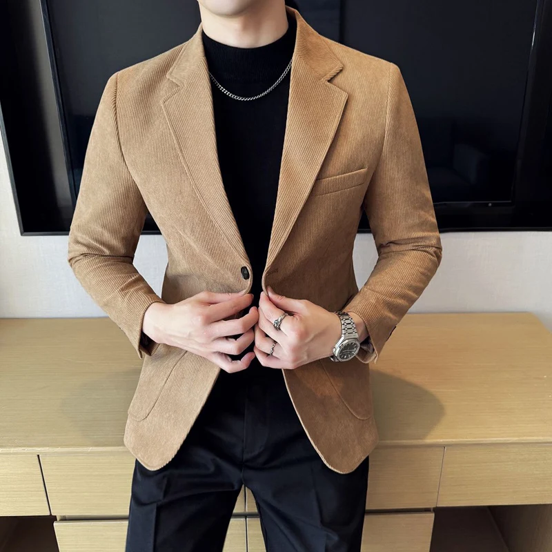 

Мужской вельветовый пиджак на весну-осень 2026: однотонный, повседневный, деловой, универсальный, для торжеств и свадеб, официальный костюмный пиджак для жениха