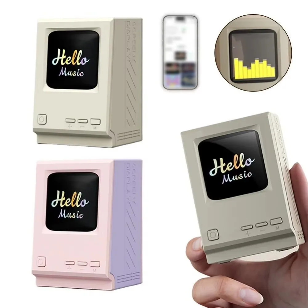 

New Retro Computer Lyrics Speaker Clock Mini Computer-Inspired Portable Speaker Desk Decoration Desktop Digital Clock