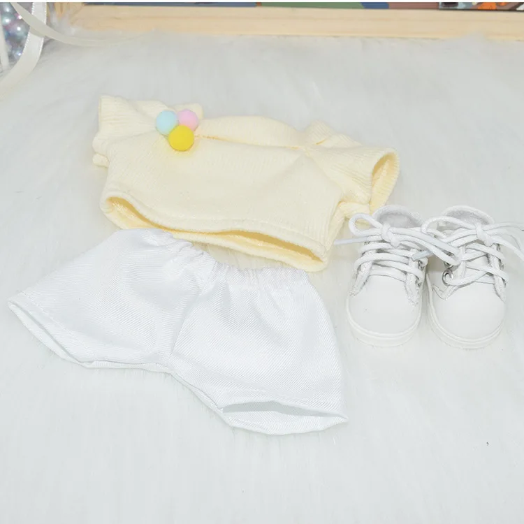 Cotton Doll Clothes 20cm Dress Up Two Piece Set Yellow Tops Super Cheap Clothing Fashion Creative Cadeau Maitresse Ecole Gift