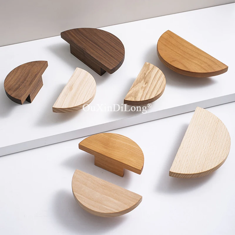 New 4PCS Solid Wooden Furniture Pulls Handles Drawer Knobs Cupboard Wardrobe Kitchen Dresser Shoe TV Wine Cabinet Pulls Knobs