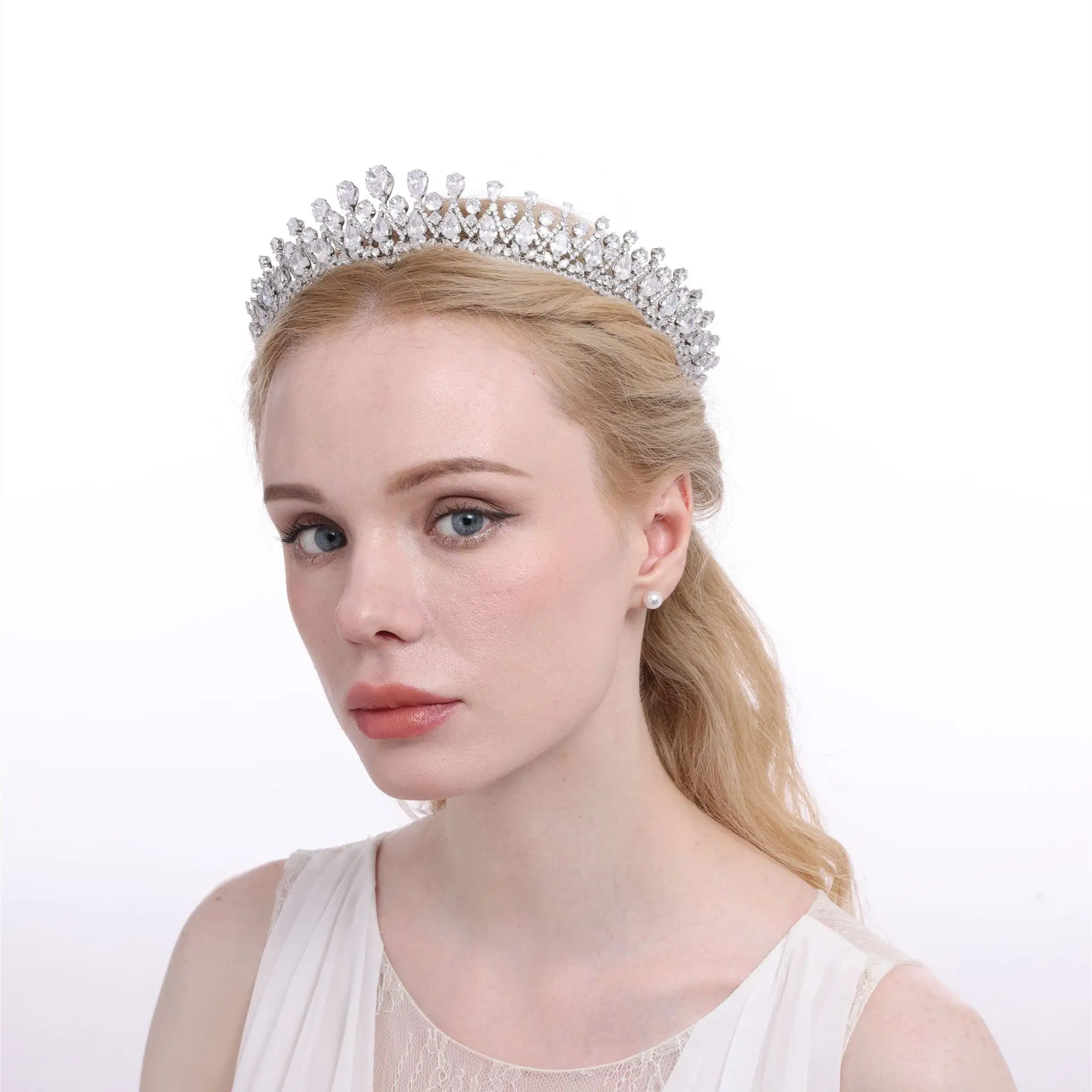 

Bride Crown Head Plating Eda Crystal Hair Accessories Women Wedding Bride CZ Tiara