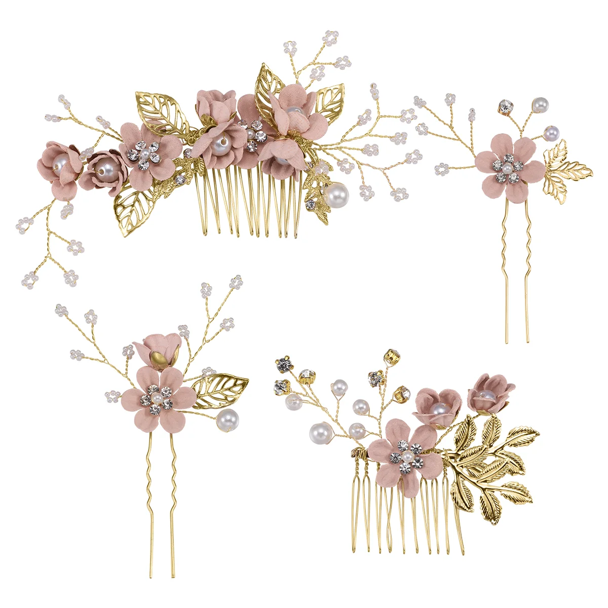 

Toyvian 4pcs Wedding Handmade Fashion Hair Comb Set Floral Bridal Headpiece Hair Accessories Rhinestone Wedding Dress Accessorie